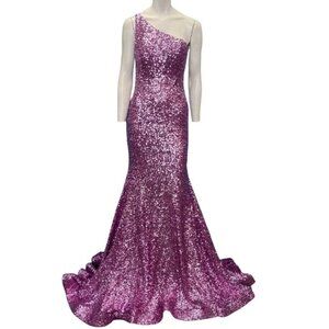 Jovani Lilac Sequin One Shoulder Prom Pageant Gown 23076 Size 8 NWT